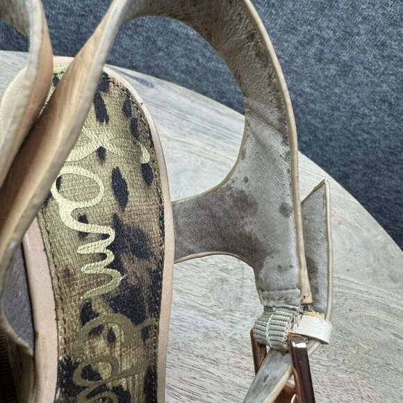 Sam Eldelman Womens Cork Wedge Sandals Size 4.5M Leather Upper - Picture 7 of 8